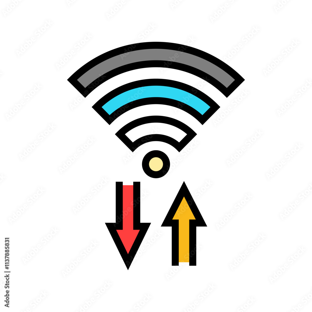 Poster wireless data transfer nfc technology color icon vector. wireless data transfer nfc technology sign.