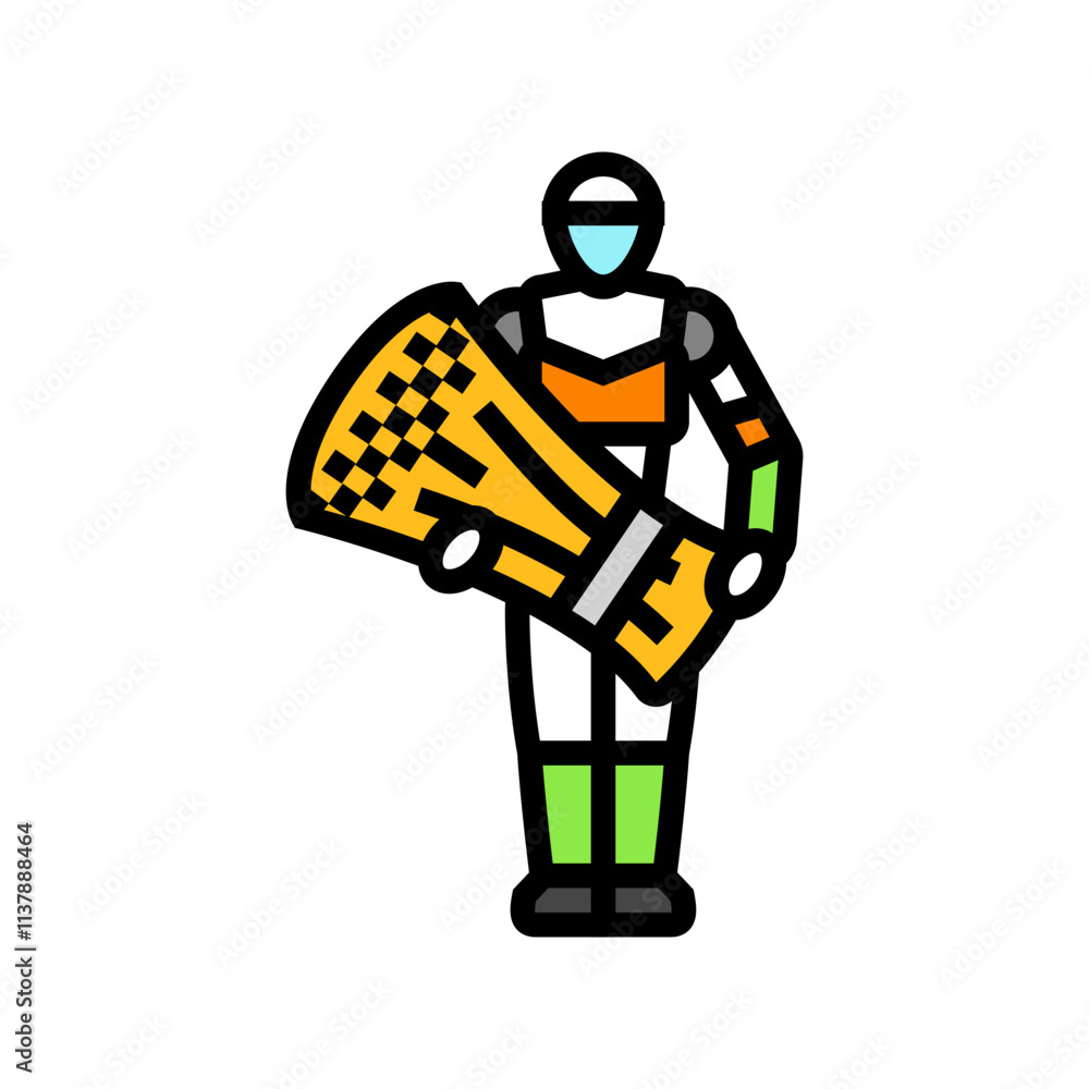 Poster harvesting robot color icon vector. harvesting robot sign. isolated symbol illustration