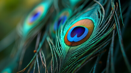 Obraz premium Vibrant Peacock Feather Close-Up