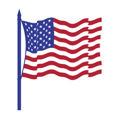 Obraz premium American flag waving in pole. American elections. Flat vector illustration isolated on white background.