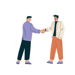 Fototapeta premium Man Character Shaking Hands after Completed the Deal Vector Illustration