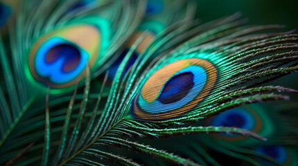 Obraz premium Vibrant Peacock Feather Close-Up