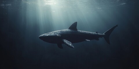 Obraz premium Majestic Basking Shark Underwater Ocean Wildlife Deep Sea 8k