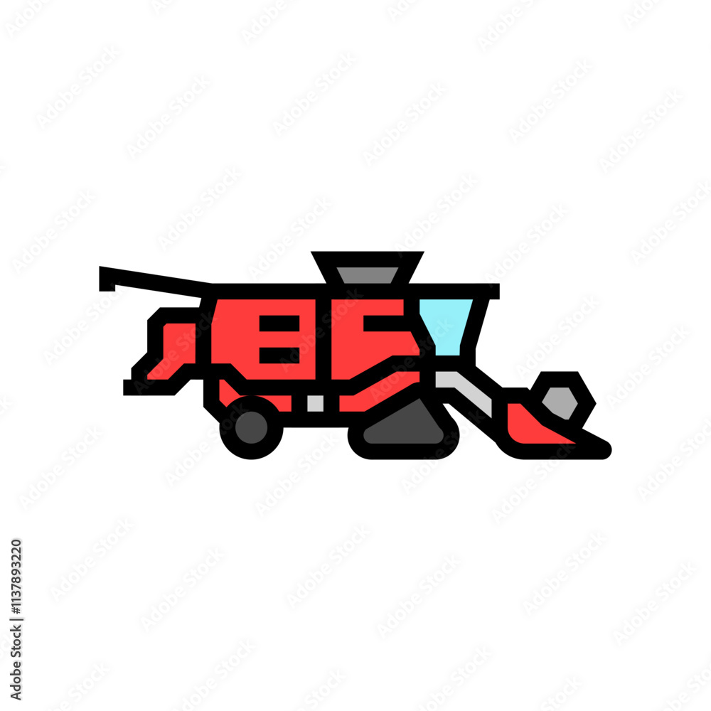 Poster harvesting combine robot harvests color icon vector. harvesting combine robot harvests sign. isolate
