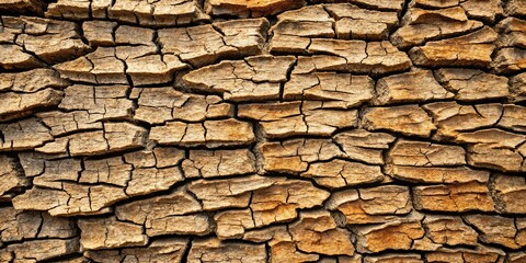 Intricate Pattern of Cracked, Aged, Brown Bark Texture
