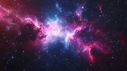 Obraz premium Vibrant cosmic nebula in shades of pink and blue, showcasing the beauty of the universe.