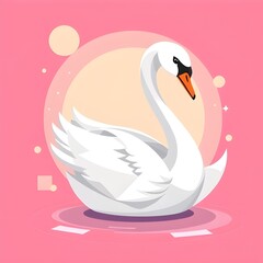 Obraz premium A Swan's Grace Against a Pink Canvas