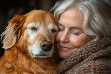 Woman with Therapy Dog in a Home Setting