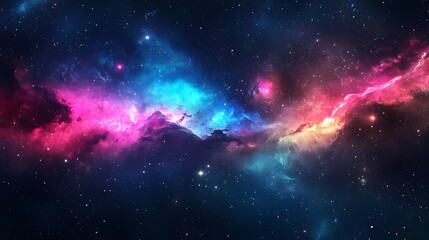 Fototapeta premium A vibrant cosmic scene showcasing a colorful nebula with swirling gas and stars.