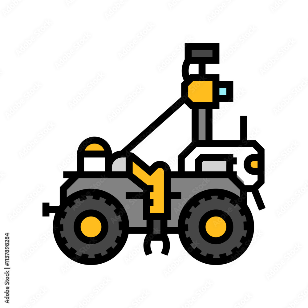 Poster soil analysis robot harvests color icon vector. soil analysis robot harvests sign. isolated symbol i