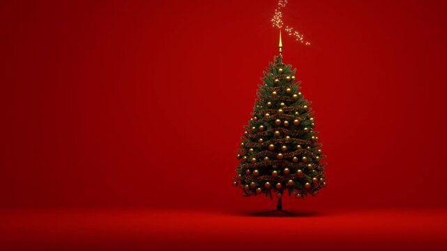 abstract christmas tree with fairy lights effect - 3D rendering 4K