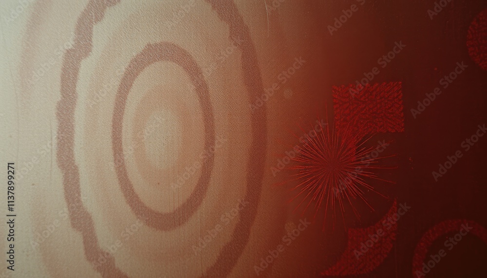 Poster abstract red and beige texture with circular and radial patterns
