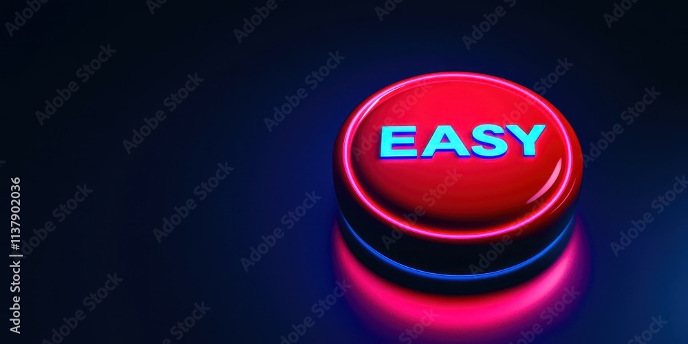 Fototapete red button with the word easy written on it