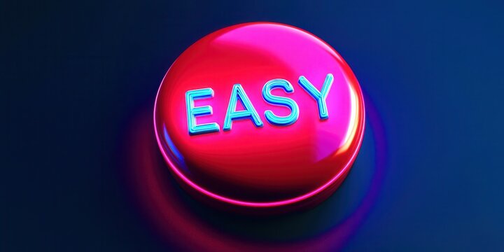Red button with the word easy written on it - Powered by Adobe