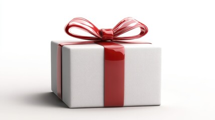 Obraz premium A beautifully wrapped gift box with a shiny red ribbon on top, perfect for any occasion.