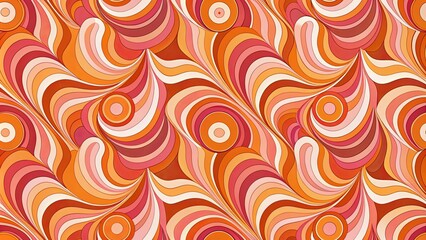 Abstract Swirling Lines Pattern in Warm Hues A Seamless Design Featuring Orange and Pink Tones