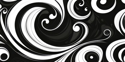 Fototapeta premium Black and white image of a wave with a white swirl