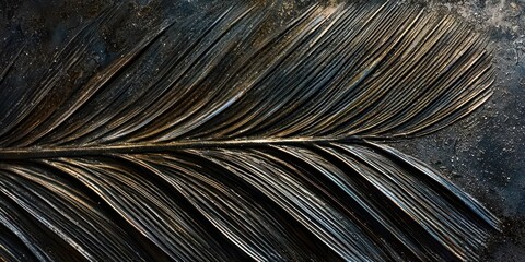 Obraz premium Feather with a black and gold color