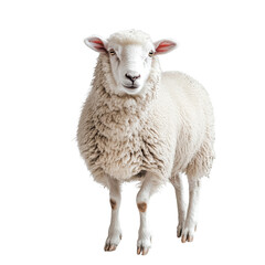 Fototapeta premium Graceful White Sheep Standing on a White Background