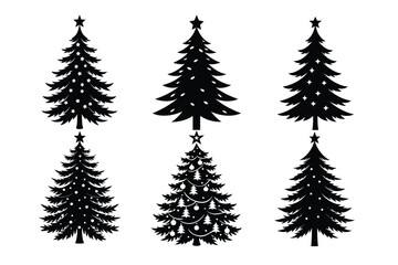 Obraz premium set of chrismas tree silhouette vector illustration 