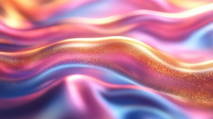Obraz premium Abstract Colorful Waves of Silk Fabric with Glowing Light Reflection