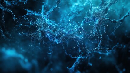 Abstract Digital Network Representation with Blue Lines and Particles Effect