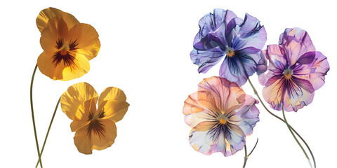 backlit pansies. Generative AI.