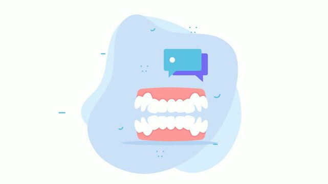 Crowded or Misaligned teeth with Dental Excavator animation, dental crowding or malocclusion with mouth Mirror animated video, Dentistry Clip, Healthcare footage, Dental instrument motion graphics