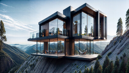 山奥の崖に建てられたスタイリッシュなデザイナーズハウス