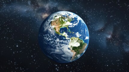 Fototapeta premium Earth from Space A Stunning View of Our Planet Against a Starry Backdrop.