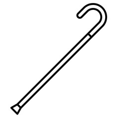 Obraz premium Walking cane vector icon in minimal outline design. Editable stroke.
