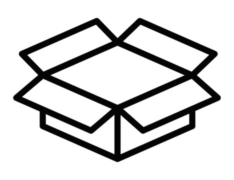 recommend clip art: Open box vector icon with flaps in outline design. Editable stroke.