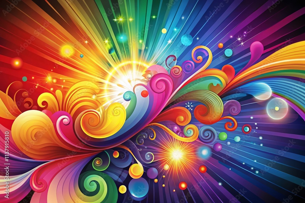 Poster vibrant abstract expressionist burst background with colorful swirls and dynamic shapes for artistic