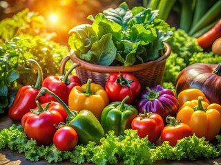 Vibrant Homegrown Vegetables: Rule of Thirds Food Garden Photography