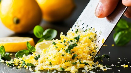 Grating citrus zest closeup kitchen food photography cozy setting