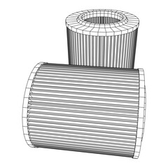 Car engine air filters. Auto spare part. Car care service maintenance. Wireframe low poly mesh vector illustration.