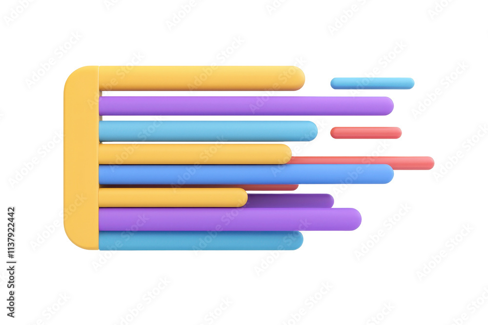 Poster a series of colorful, elongated shapes arranged to suggest motion, creating a dynamic and modern vis