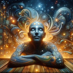 Animated expressing feelings of calm and serenity Intricate