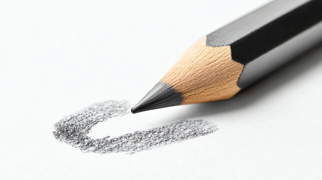 A pencil drawing a curve on white paper.