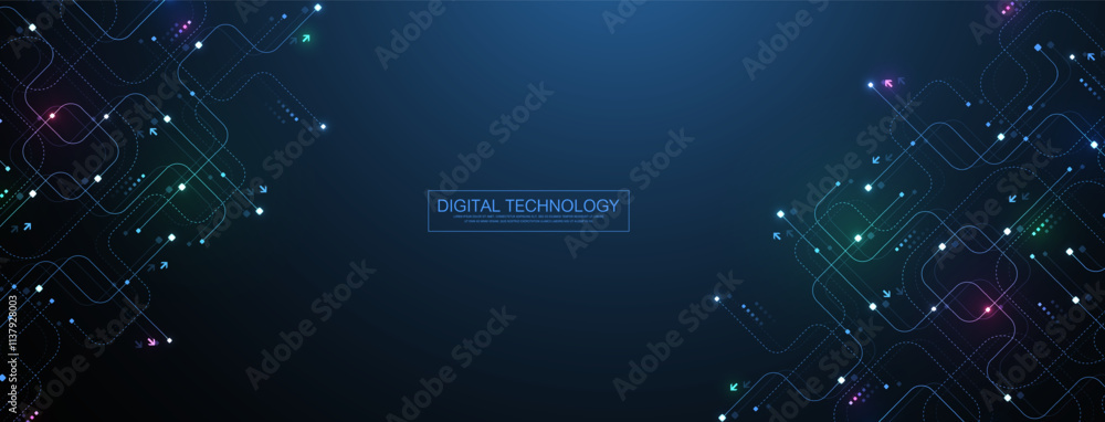 Poster digital tech motherboard texture design. abstract digital technology background. engineering circuit