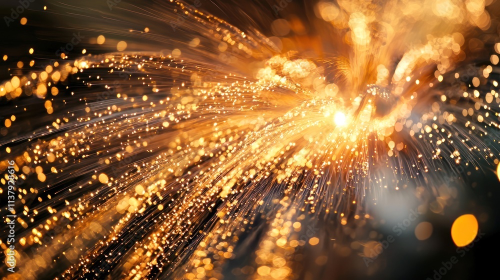Poster close-up of fireworks mid-explosion, capturing the trails of light and color in detail