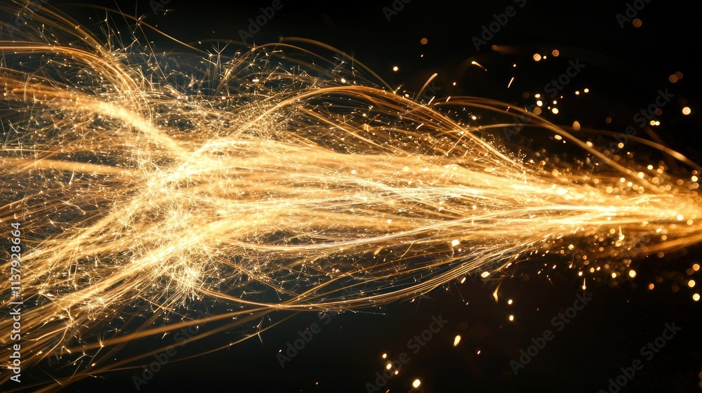 Poster close-up of fireworks mid-explosion, capturing the trails of light and color in detail