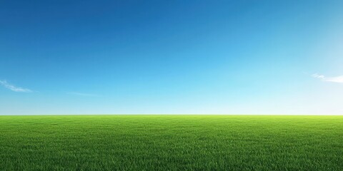 Obraz premium Lush Green Grass Field Under a Clear Blue Sky