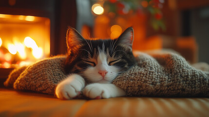 Cat sleeping on a kotatsu