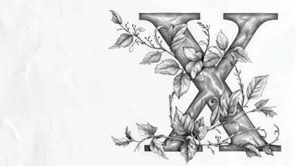 Ornate letter X with floral design.