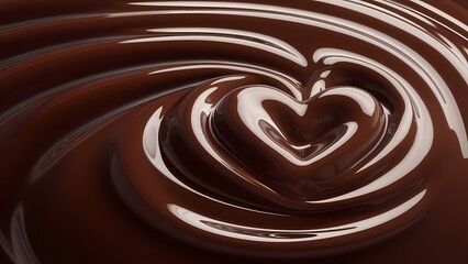 Heart shape formed in chocolate river making ripples