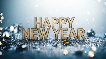 merry christmas background Glittering Happy New Year Greeting with Sparkling Gold Letters
