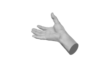 Woman hand doing holding gesture on a white background with copy space