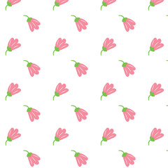 Seamless pattern pink tulips on a white background