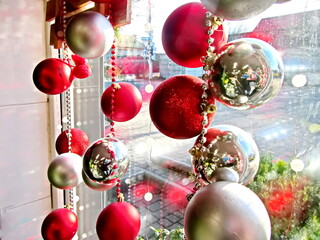 Happy New Year.Christmas tree decorations and toys for fir trees covered with snow and ice. Close-up. Merry Christmas.2024.